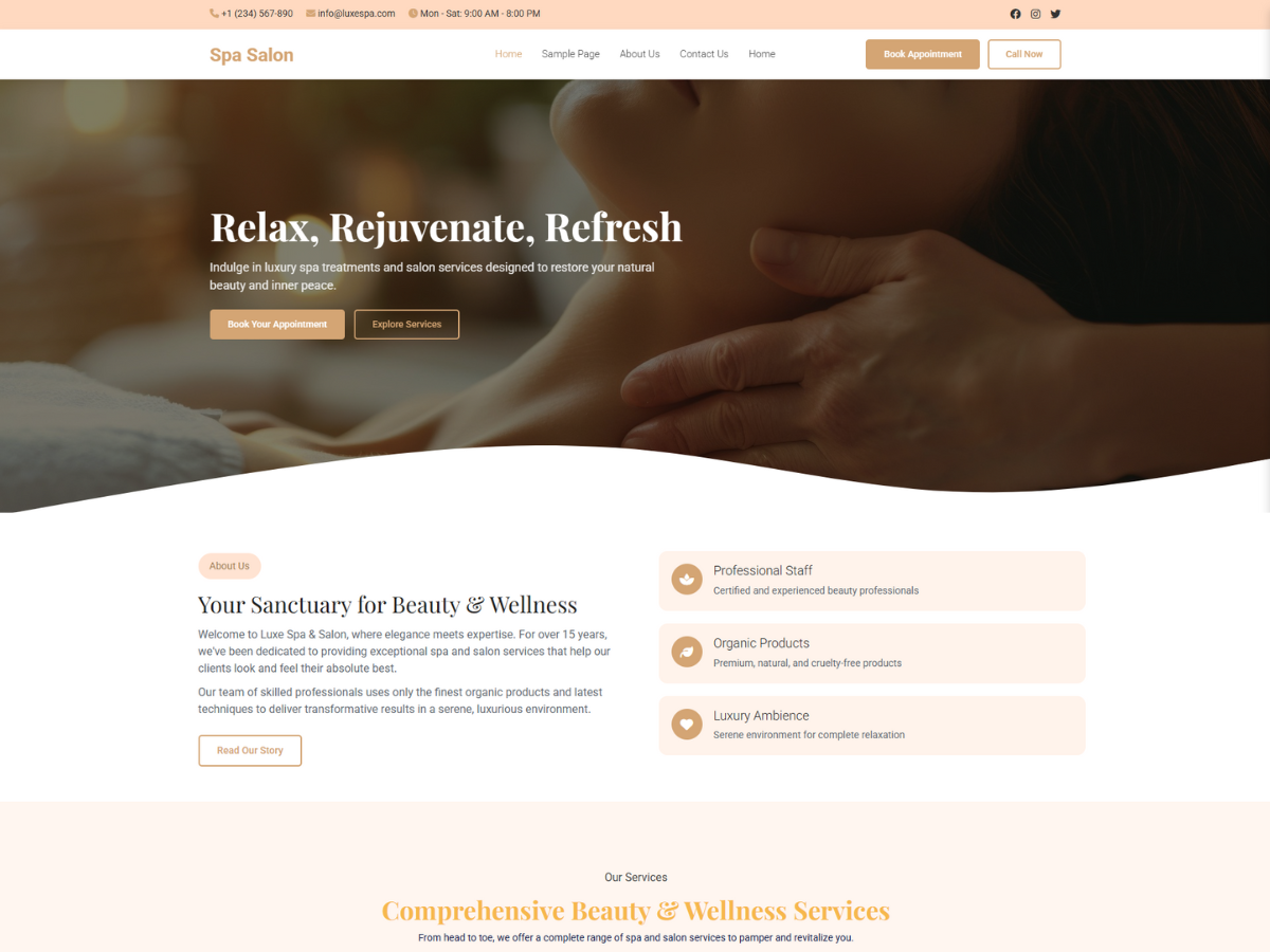Premium Beauty Salon WordPress Theme