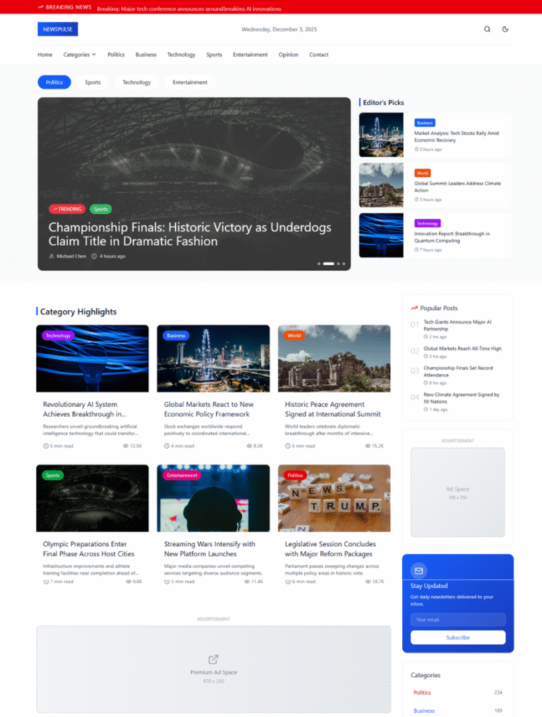 News and Magazine WordPress Theme