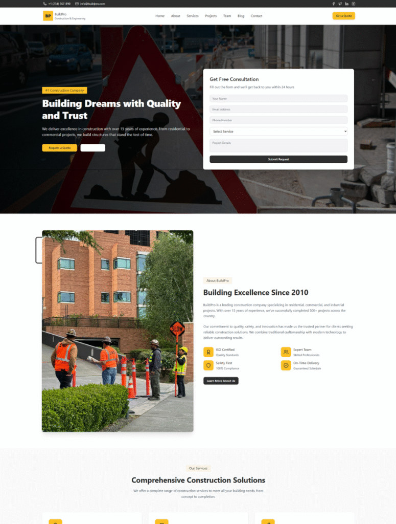 Construction Company Premium WordPress Theme