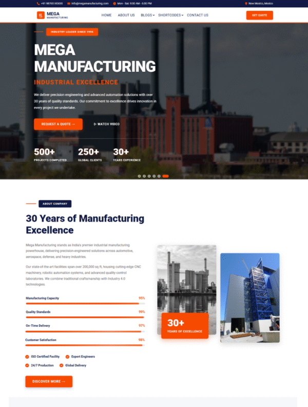 Premium Manufacturing Industry Wordpress Theme